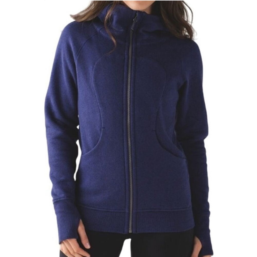 Lululemon Scuba Hoodie Heathered Emperor Blue Cotton Fleece Thumbholes 6